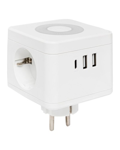 Тройник Куб 2 гнезда 2USB 2,4А+Type C + Ночник. Тройник Куб. EKF в Барнауле