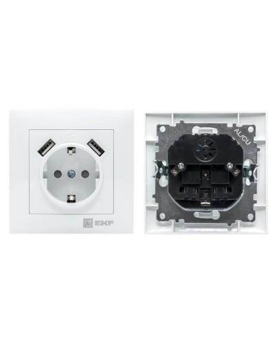 Валенсия розетка 1-местная с/з 16А (EWR16-028-10-2USB). Розетка 1-местная с/з 16А. EKF в Барнауле