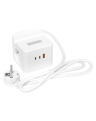 Удлинитель Куб 2 гнезда USB + 2Type C с быстрой зарядкой, подставкой под телефон и ночником 1,3 метра 1мм2. Удлинитель Куб. EKF в Барнауле