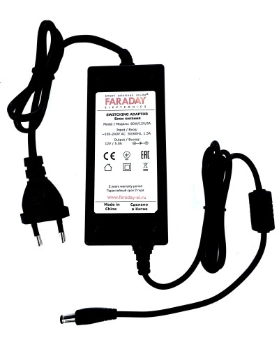 60W/12V/5A. Импульсный блок питания в пластиковом корпусе. FARADAY в Барнауле