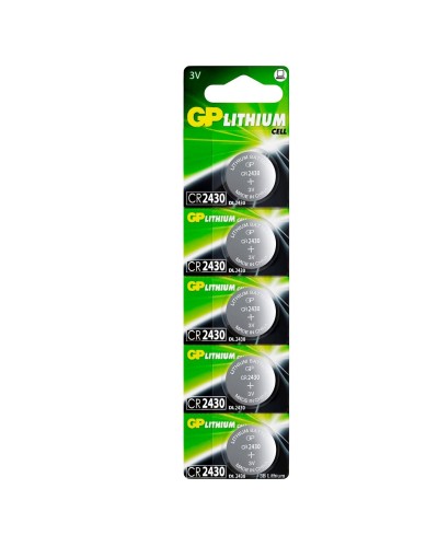GP Lithium CR2430 (GP CR2430-2C5 100/1000), упак. 5 шт. БЛИСТЕР. Литиевые дисковые батарейки. GP Batteries в Барнауле