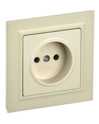 Розетка без з/к РС10-1-0-БрКр бежевый BRITE (BR-R10-10-K10). Розетка без заземления без защитных шторок. IEK в Барнауле