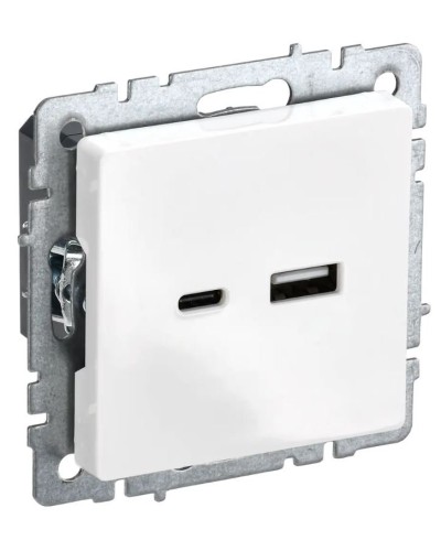 Розетка USB A+C 18Вт РЮ11-1-БрБ белый BRITE (BR-U22-018-K01). Розетка USB. IEK в Барнауле