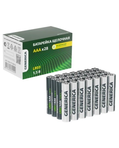 Батарейка Alkaline LR03/AAA GENERICA (28 шт) (ABT-LR03-ST-B28-G). Батарейка щелочная. IEK в Барнауле