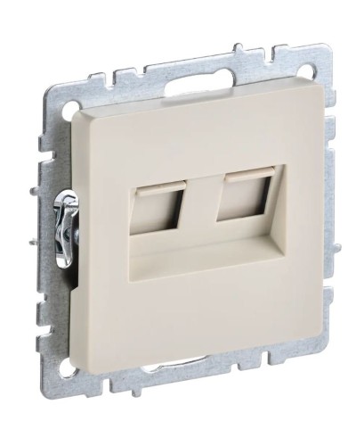 Розетка RJ45 РК10-2-БрКр кат.5E, бежевый BRITE (BR-K20-1-K10). Розетка компьютерная двойная. IEK в Барнауле