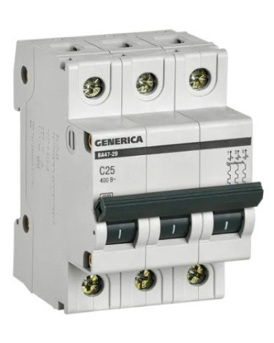 GENERICA ВА47-29 3P C 25А 4,5кА (MVA25-3-025-C). Автоматический выключатель. IEK в Барнауле