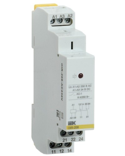 Реле промежуточное модульное OIR 2 контакта 8А 230В AC (OIR-208-AC230V). Реле промежуточное модульное. IEK в Барнауле