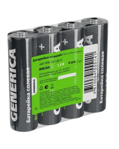 Батарейка солевая R06/AA GENERICA (4 шт) (ABT-R06-ST-L04-G). Батарейка солевая. IEK в Барнауле