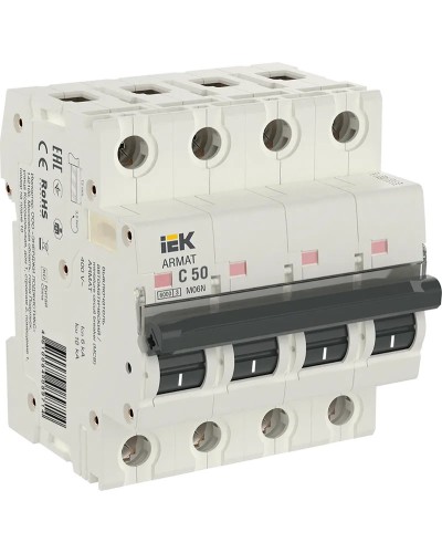M06N 4P C 50А 6кА ARMAT (AR-M06N-4-C050). Автоматический выключатель. IEK в Барнауле