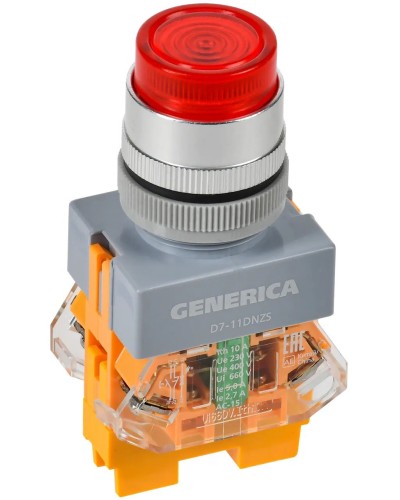 Кнопка D7-11DNZS d=22мм красная GENERICA (BBT50-11DNZS-3-11-K04-G). Кнопка управления с подсветкой и фиксацией. IEK в Барнауле