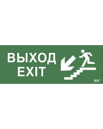 Самоклеящаяся этикетка Выход/лестница вниз/фигура для ССА (LPC10-1-35-13-VLVNF). Самоклеящаяся этикетка 240х90 мм. IEK в Барнауле