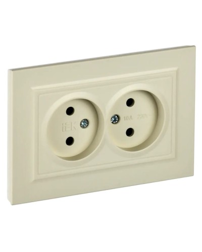 Розетка 2-местная без з/к РС12-2-БрКр бежевый BRITE (BR-R20-10-K10-F). Розетка без заземления без защитных шторок в сборе. IEK в Барнауле