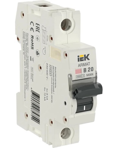 M06N 1P B 20А 6кА ARMAT (AR-M06N-1-B020). Автоматический выключатель. IEK в Барнауле