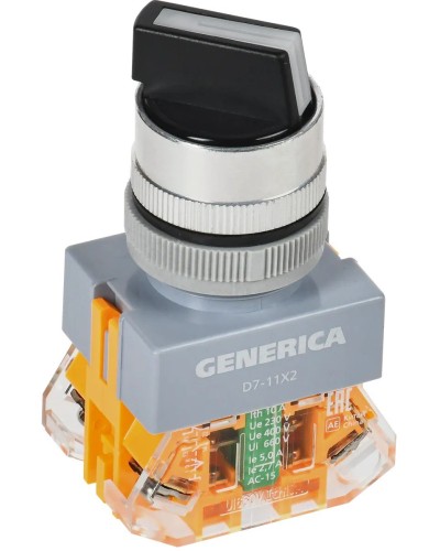 Переключатель D7-11X2 на 2 положения черный GENERICA (BSW50-11X2-3-21-2-K02-G). Переключатель. IEK в Барнауле