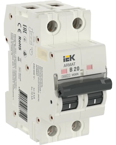 M06N 2P B 20А 6кА ARMAT (AR-M06N-2-B020). Автоматический выключатель. IEK в Барнауле