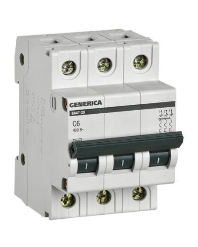 GENERICA ВА47-29 3P C 6А 4,5кА (MVA25-3-006-C). Автоматический выключатель. IEK в Барнауле