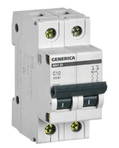 GENERICA ВА47-29 2P C 10А 4,5кА (MVA25-2-010-C). Автоматический выключатель. IEK в Барнауле