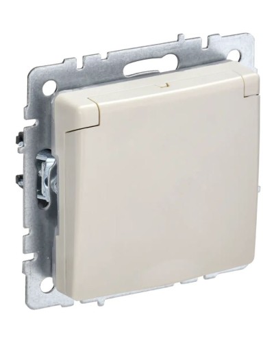 Розетка с з/к РСбш10-3-44-БрКр бежевый BRITE (BR-R16-16-44-K10). Розетка с заземлением с защитными шторками и крышкой. IEK в Барнауле