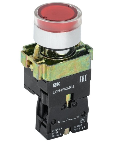 Кнопка LAY5-BW3461 с подсветкой красный 1з (BBT50-BW-K04). Кнопка с подсветкой. IEK в Барнауле
