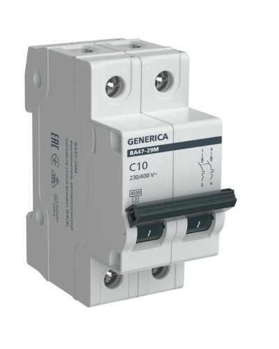 GENERICA ВА47-29М 2P C 10А 4,5кА (MVA21-2-010-C-G). Автоматический выключатель. IEK в Барнауле