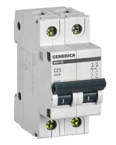 GENERICA ВА47-29 2P C 25А 4,5кА (MVA25-2-025-C). Автоматический выключатель. IEK в Барнауле