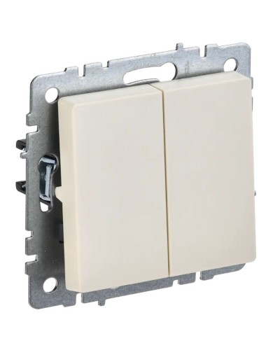 Выключатель 2-клавишный проходной ВС10-2-6-БрКр бежевый BRITE (BR-V22-0-10-K10). Выключатель. IEK в Барнауле