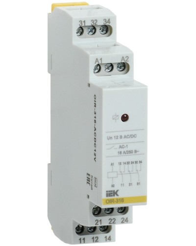 Реле промежуточное модульное OIR 3 контакта 16А 12В AC/DC (OIR-316-ACDC12V). Реле промежуточное модульное. IEK в Барнауле