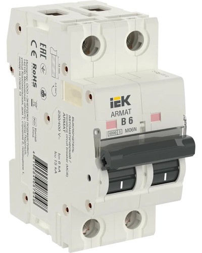 M06N 2P B 6А 6кА ARMAT (AR-M06N-2-B006). Автоматический выключатель. IEK в Барнауле