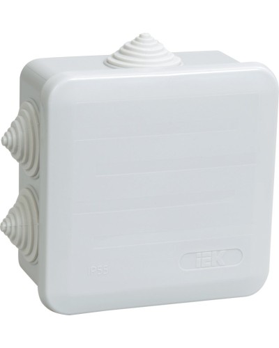 Коробка распаячная КМ41255 100х100х50 открытой проводки IP44 6 гермовводов серая (UKOZ11-100-100-050-K41-44). Коробка распаячная безгалогенная (HF) с защелкивающейся крышкой. IEK в Барнауле