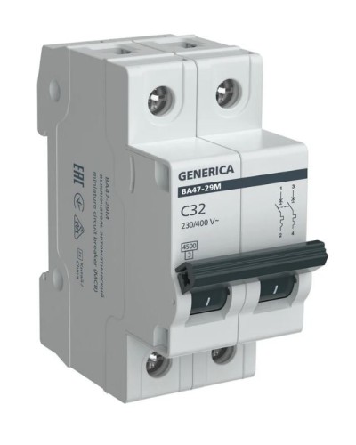 GENERICA ВА47-29М 2P C 32А 4,5кА (MVA21-2-032-C-G). Автоматический выключатель. IEK в Барнауле