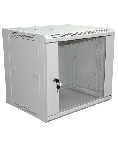 Шкаф телекоммуникационный 19 настенный 9U 600×450×500 мм (ШxГxВ) - передняя дверь стекло, боковые стенки съемные (разобранный) RAL 7035 (04-2201). Шкаф телекоммуникационный 19 настенный 9U. Rexant в Барнауле
