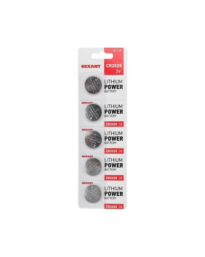 Литиевые батарейки CR2025 3 V 160 mAh (30-1107). Элемент питания. Rexant в Барнауле