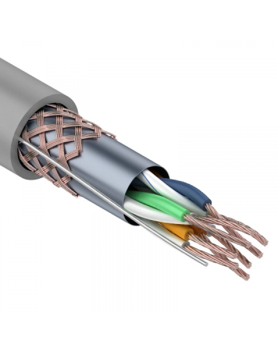 SF/UTP, CAT 5e, PVC, 4PR, 24AWG, INDOOR, STRANDED, серый, 305м, REXANT (01-0343). Кабель «витая пара» (LAN) для структурированных систем связи. Rexant в Барнауле