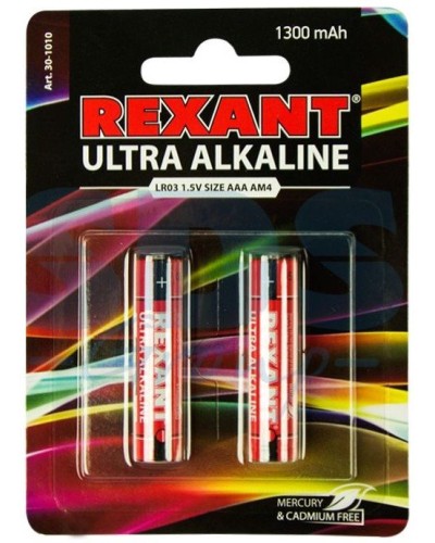 Ультра алкалиновая батарейка AAA/LR03 1,5 V 2 шт. блистер REXANT (30-1010). Элемент питания. Rexant в Барнауле