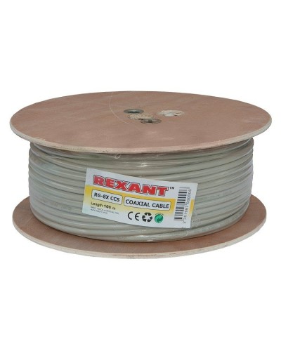 RG-8X, 50 Ом, CCS/Al/A, 75% (01-2021). Кабель коаксиальный радиочастотный. Rexant в Барнауле