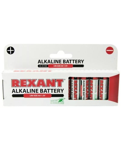 Алкалиновая батарейка AA/LR6 1,5 V 12 шт. REXANT (30-1026). Элемент питания. Rexant в Барнауле