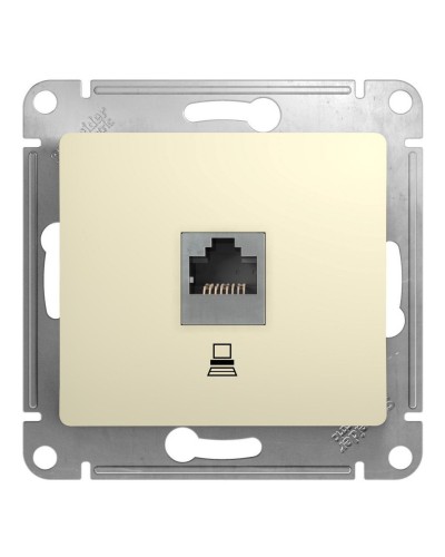 Glossa розетка RJ45 1-местная, кат. 5Е, скрытой установки, механизм, бежевый (GSL000281K). Розетка компьютерная. Systeme Electric в Барнауле