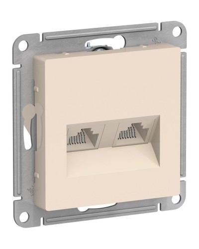 AtlasDesign розетка RJ45+RJ45, 2-местная, скрытой установки, механизм, бежевый (ATN000285). Розетка компьютерная. Systeme Electric в Барнауле