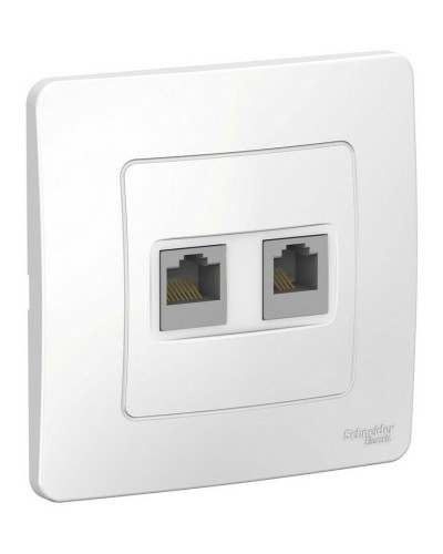 BLANCA розетка RJ45+RJ11 2-местная, кат. 5Е, скрытой установки, белый (BLNIS045111). Розетка компьютерная + телефонная. Systeme Electric в Барнауле