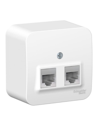 BLANCA розетка RJ11+RJ45, 2-местная, кат. 5Е, открытой установки, белый (BLNIA045111). Розетка компьютерная + телефонная с изолированной пластиной. Systeme Electric в Барнауле