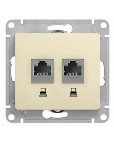 Glossa розетка RJ11+RJ45, 2-местная, кат. 5Е, скрытой установки, механизм, бежевый (GSL000285). Розетка компьютерная + телефонная. Systeme Electric в Барнауле
