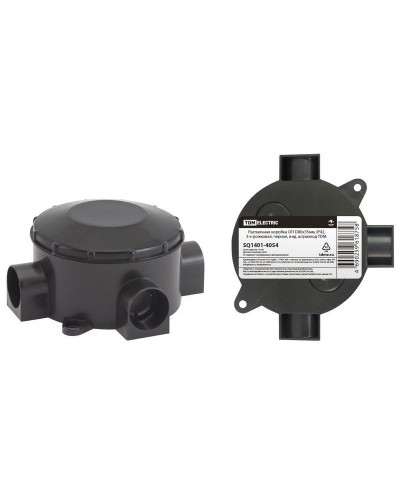 Распаячная коробка ОП D80х35мм, IP42, 3-х рожковая, черная TDM (SQ1401-4054). Распаячная коробка ОП. TDM ЕLECTRIC в Барнауле
