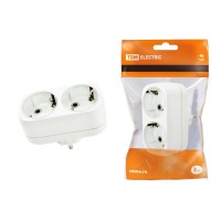 Блок на 2 гнезда 2П+З плоский 16А 250B TDM (SQ1806-0026). Розетка. TDM ЕLECTRIC