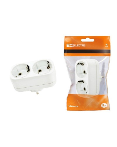 Блок на 2 гнезда 2П+З плоский 16А 250B TDM (SQ1806-0026). Розетка. TDM ЕLECTRIC в Барнауле