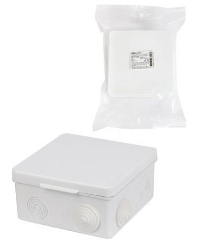 Коробка ОП 100х100х55мм, крышка, IP54, 8вх., белая (SQ1401-0923). Распаячная коробка. TDM ЕLECTRIC в Барнауле