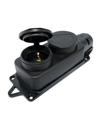 Розетка двухместная 2Р+РЕ 16А 250В IP44 (SQ0612-0010). Розетка двухместная с заглушками каучук. TDM ЕLECTRIC в Барнауле
