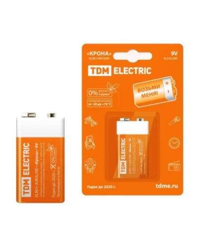 6LR61 Крона 9V BP-1 TDM (SQ1702-0013). Элемент питания. TDM ЕLECTRIC в Барнауле