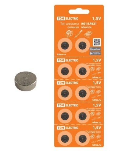 AG1/LR621 Alkaline 1,5V BP-10 TDM (SQ1702-0045). Элемент питания. TDM ЕLECTRIC в Барнауле