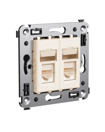Розетка RJ-45 Avanti в стену двойная экранированная ванильная дымка (4405364). Розетка. ДКС в Барнауле
