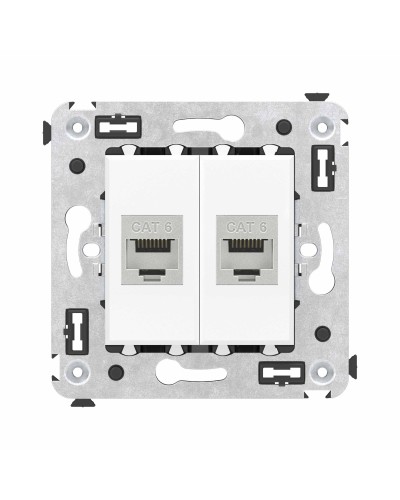 Розетка RJ-45 в стену, кат.6E, Avanti, двойная, белое облако (4400794). Розетка компьютерная модульная. ДКС в Барнауле